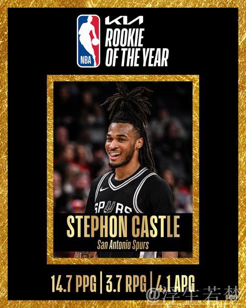 马刺新星斯蒂芬-卡斯尔荣膺NBA年度最佳新秀